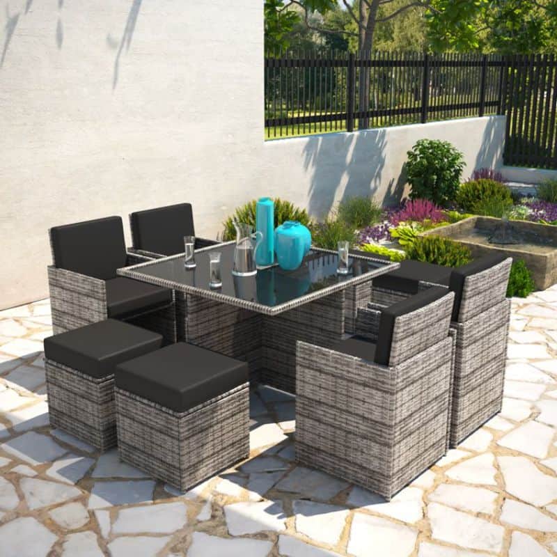 rattan 8 seater cube set