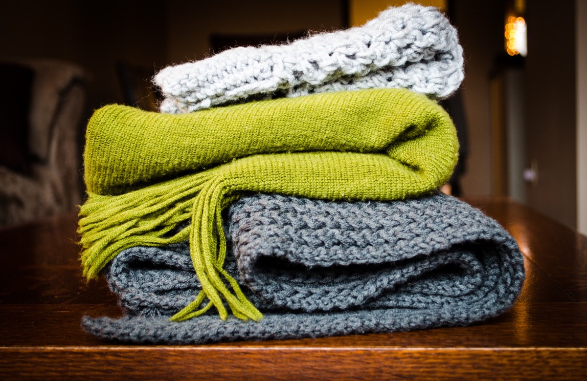 Various knitted scarves