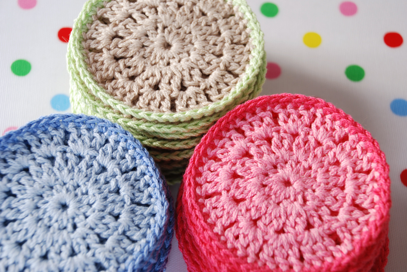 Colourful crochet coasters