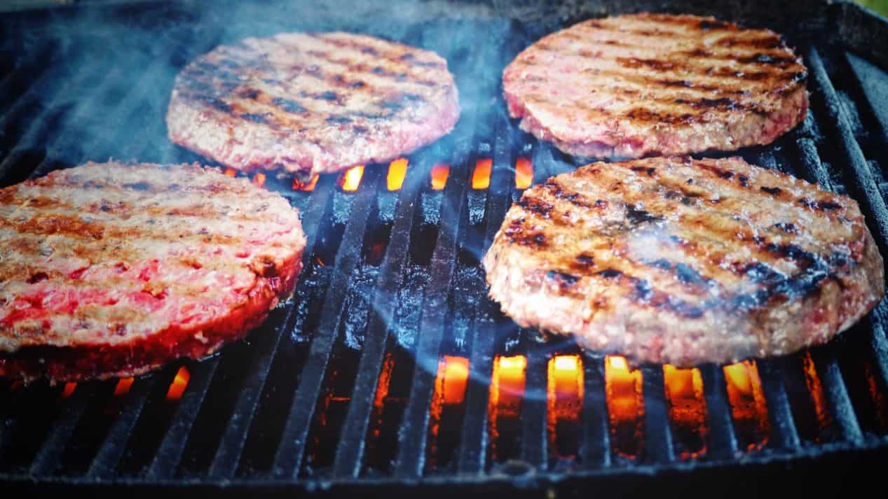 burgers on a bbq grill