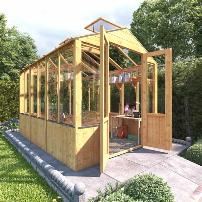 BillyOh 4000 clear styrene wooden greenhouse with vent