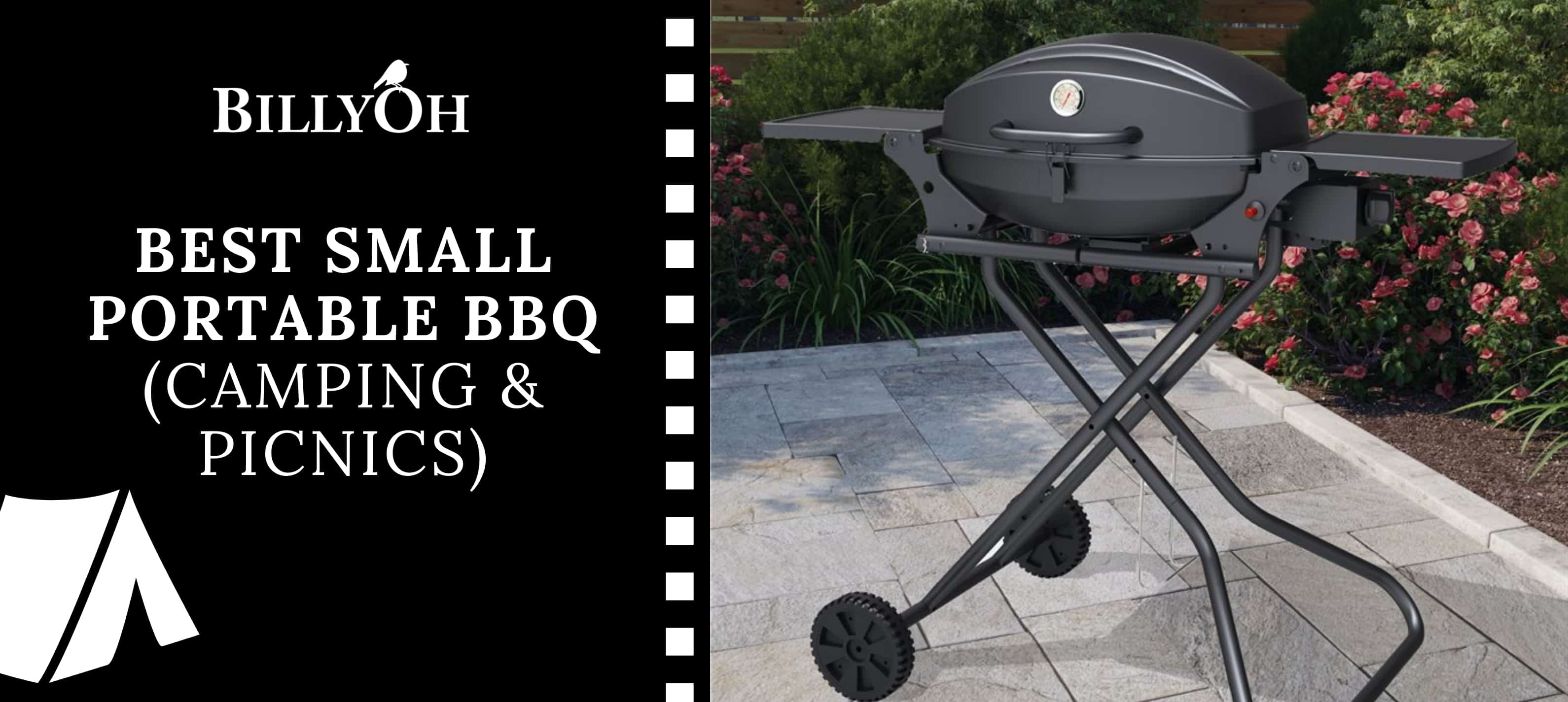 BillyOh Tennessee Portable BBq with 'Best Small Portable BBQ' banner and BillyOh logo