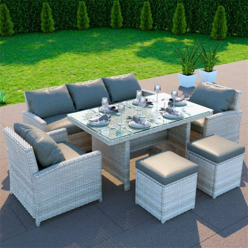 Minerva 7 Seater Rattan Sofa Set, Best Deals On Grey Rattan Garden Furniture