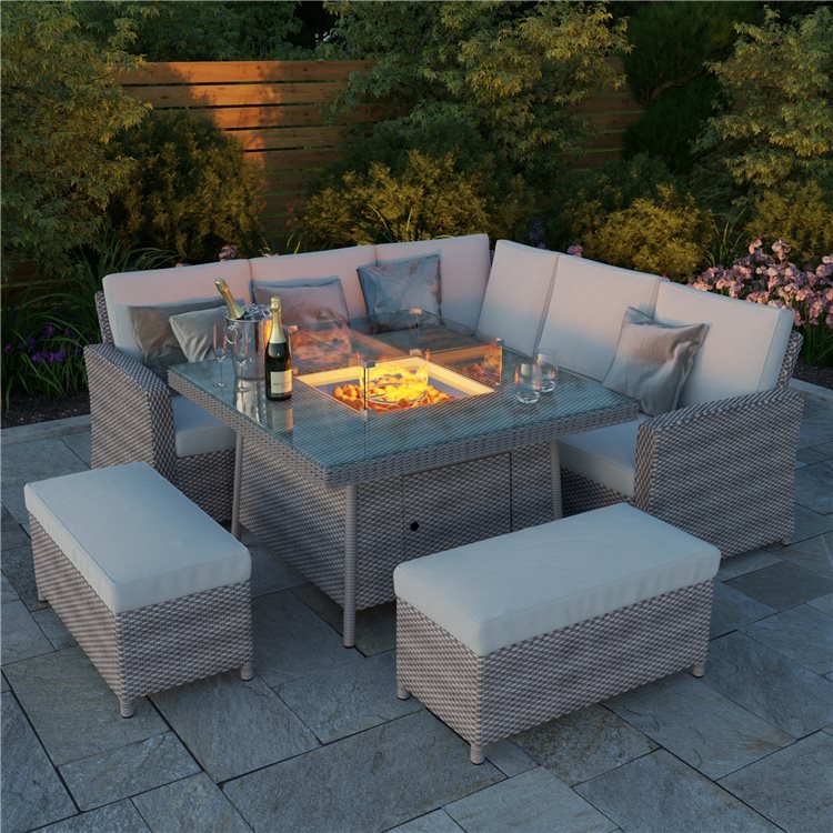 Garden table set on sale with fire pit