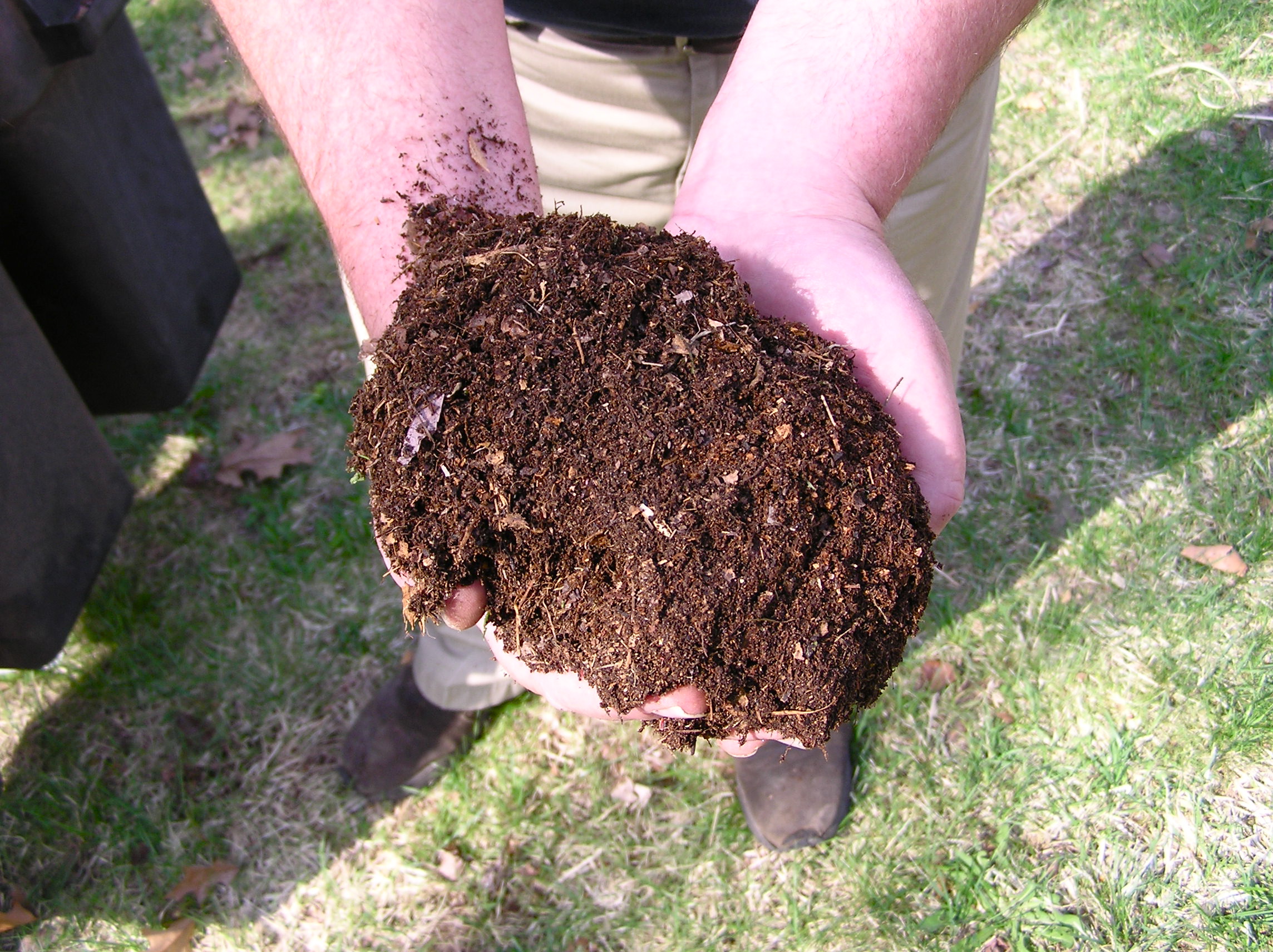 A man holding a compost heap
