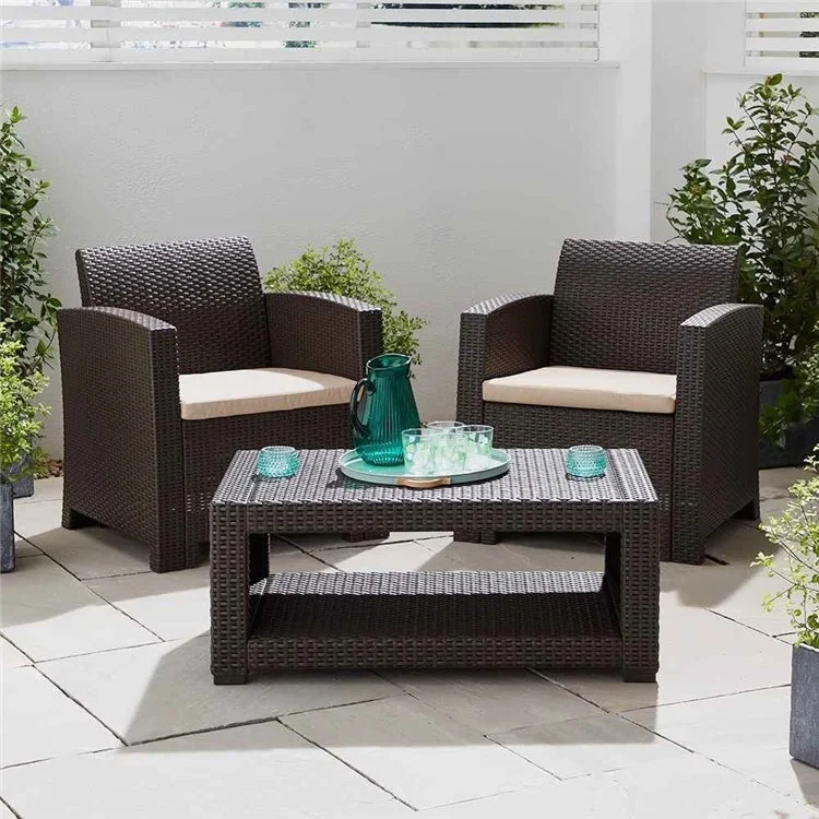 Marbella 2-Seater Rattan Armchair Furniture Set with Coffee Table