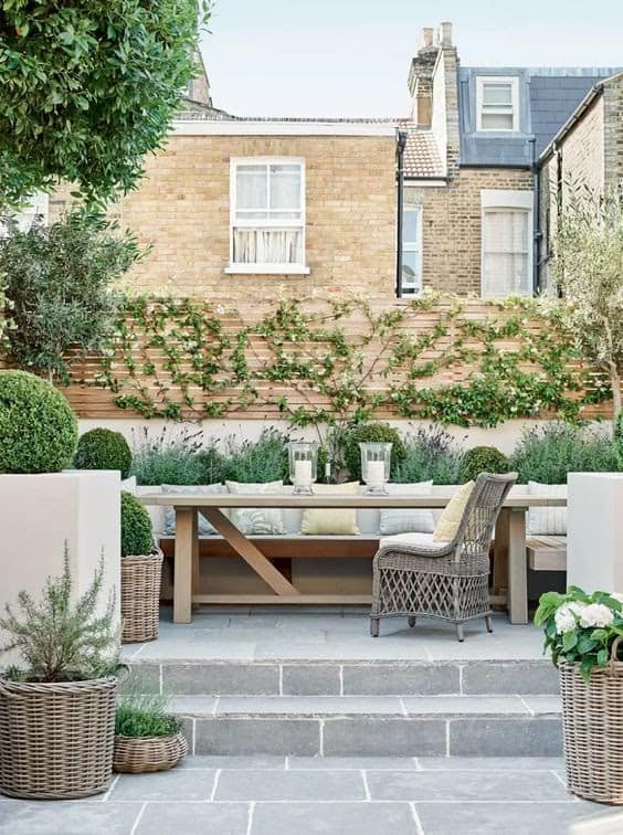 A simple outdoor space set-up with a comfy garden furniture set