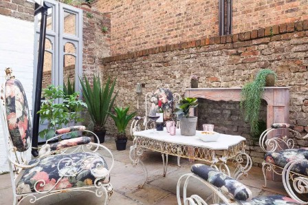 Courtyard boho themed with vintage furniture
