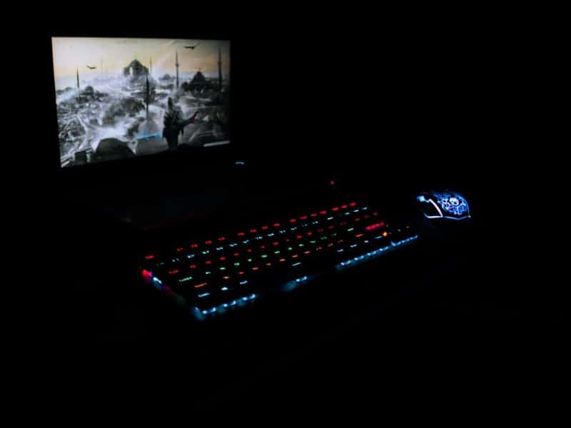 A wireless keyboard and mouse set with RGB backlighting