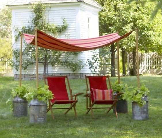 A simple canopy in the backyard provide the perfect seat in the shade