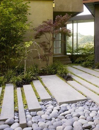 A Japanese zen garden inspired entrance