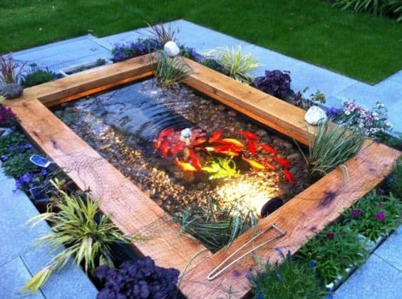 Oak-wooden style garden pond