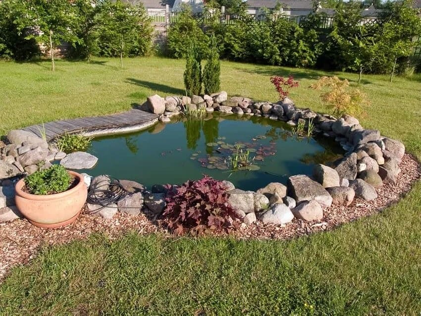 Minimalist and modern garden pond