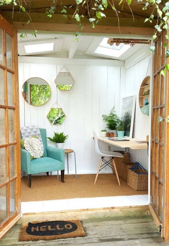 Mini shed transformed into a small garden office