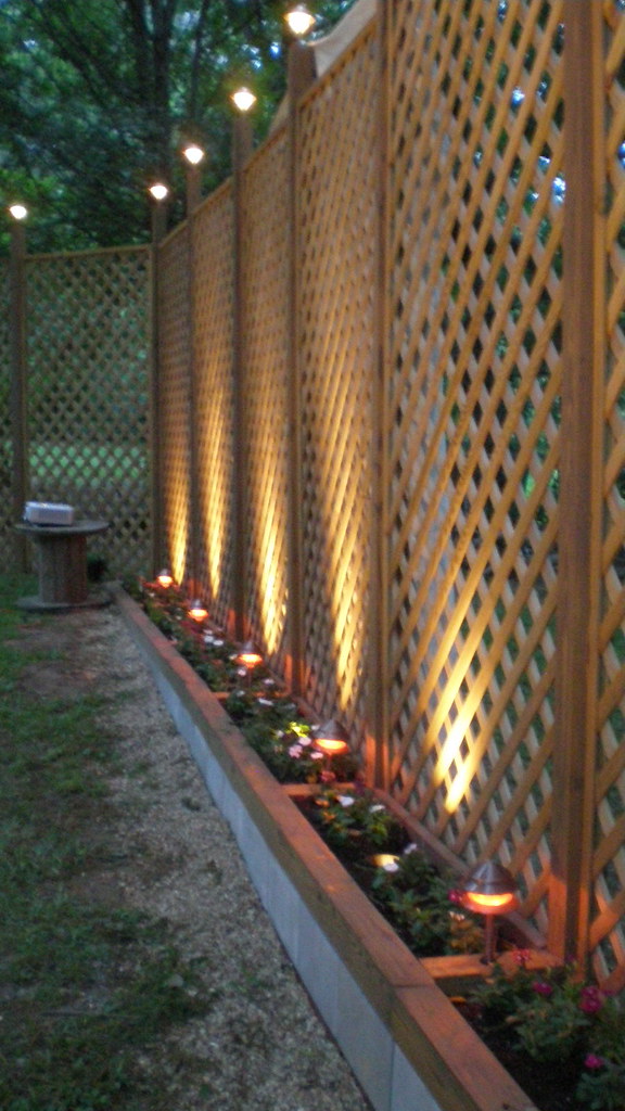 Lattice trellis infused with outdoor lights
