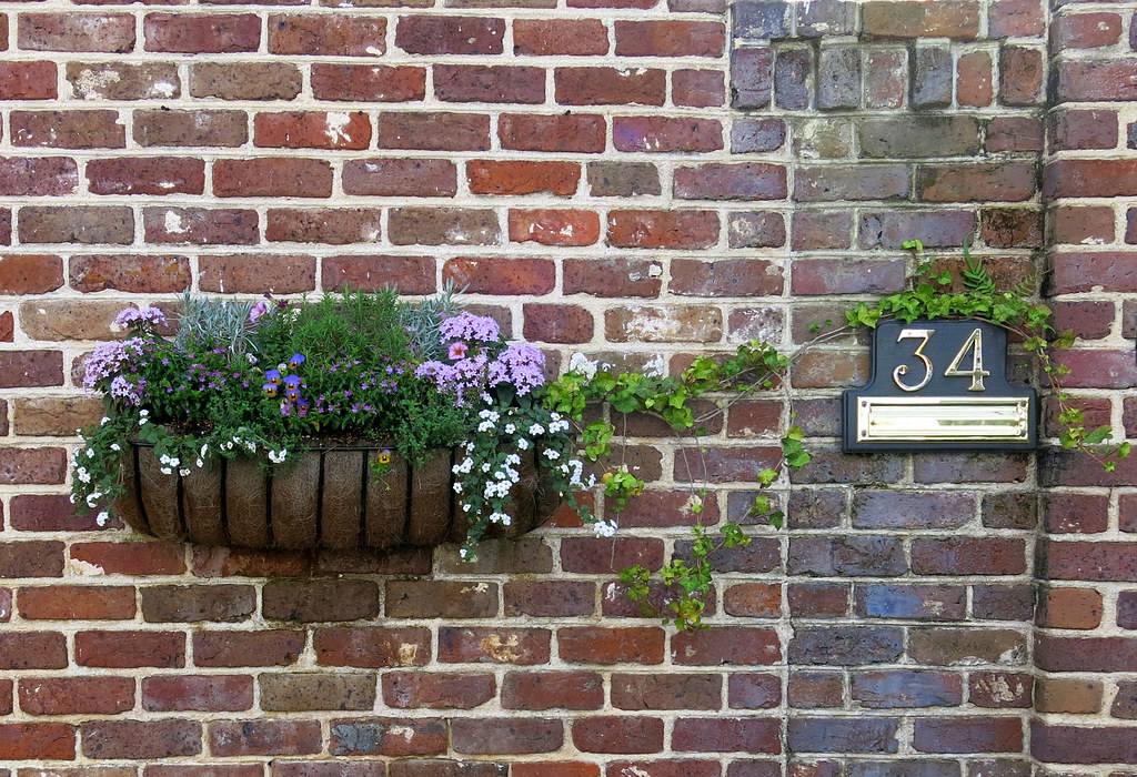 Brick wall with wall planters