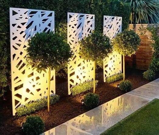 White single artistic panels with garden lights