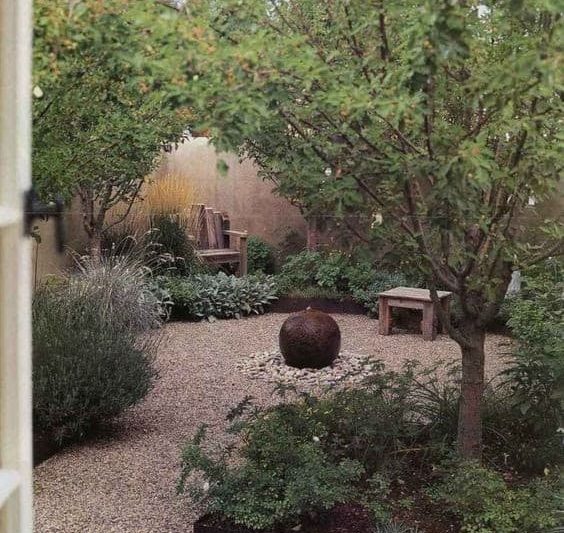Zen garden with elegant design gravel paving