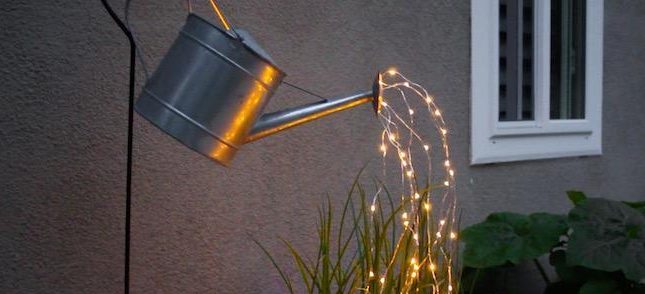 glowing watering can "pouring" lights