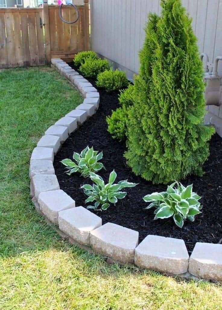 garden bed edge made from stones