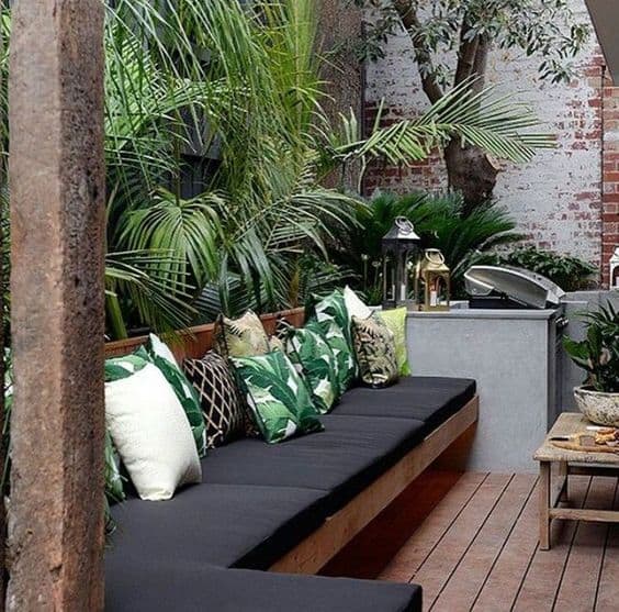 garden deck and sofa