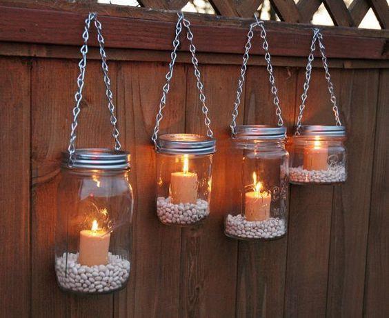 hanging candle mason jars