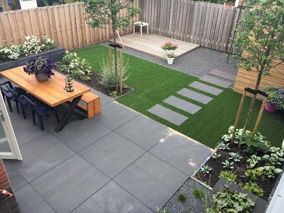 cozy backyard with patio and stepping stones