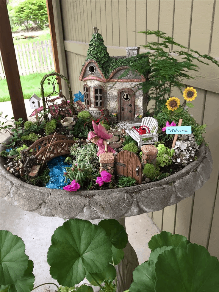 birdbath fairy garden