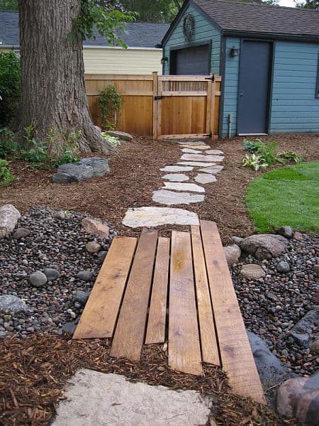 wooden and stone path