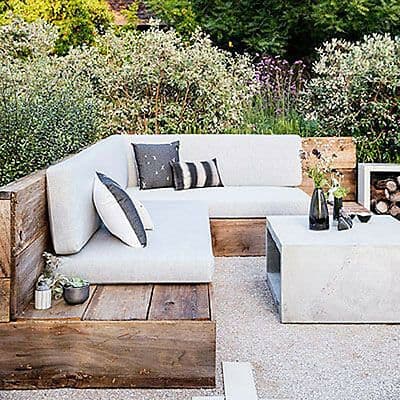 wood and white themed decking patio