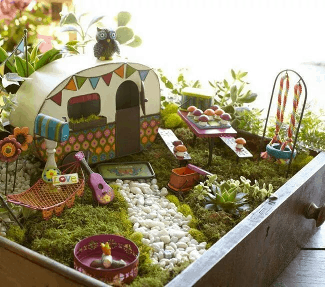 fairy garden caravan