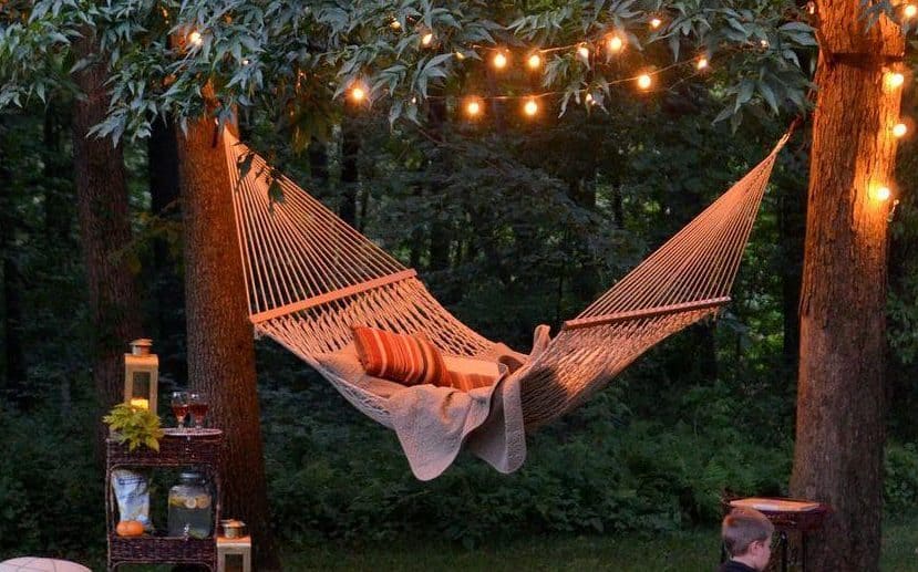 backyard hammock with lights