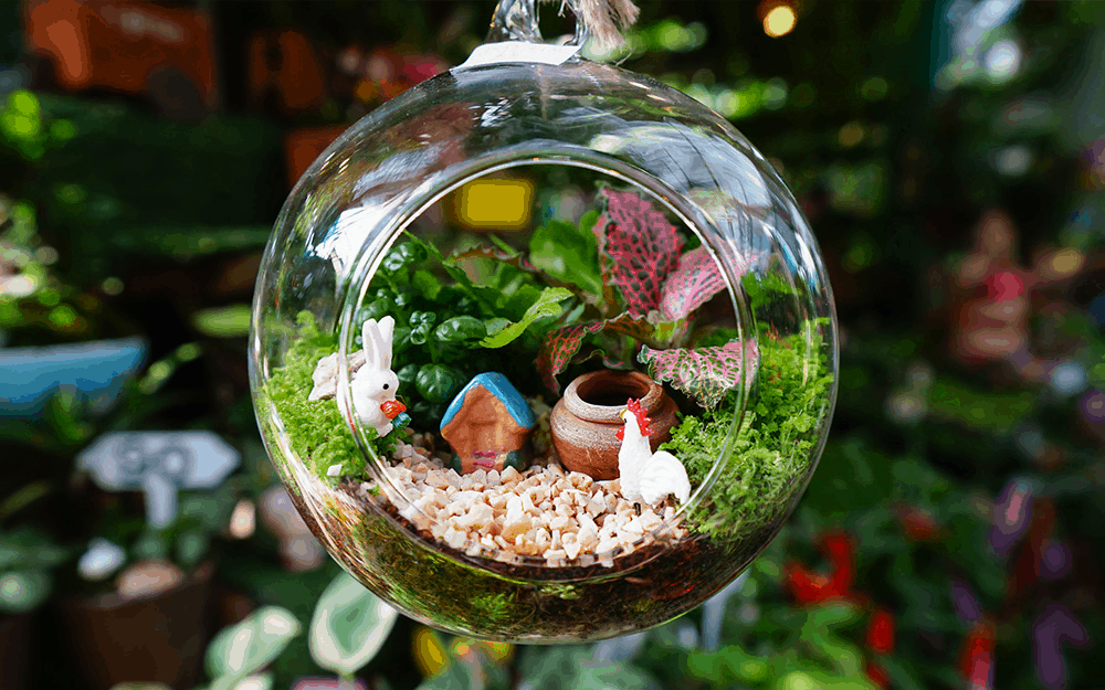 hanging terrarium fairy garden