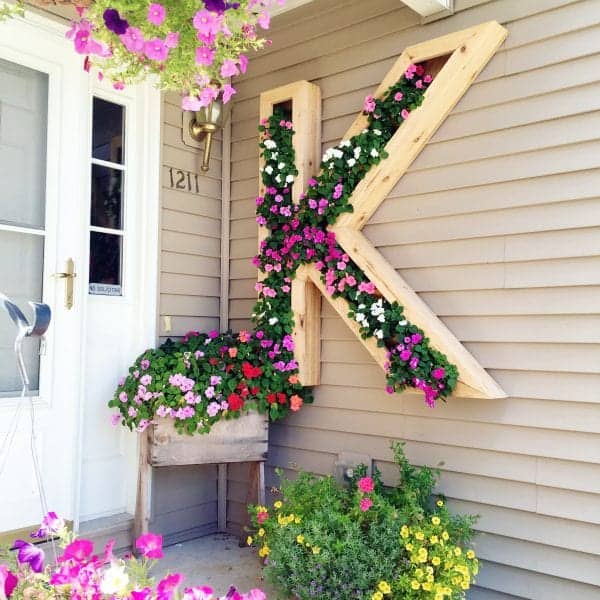 DIY letter K monogram wall planter