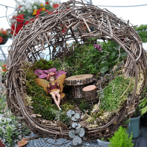 hanging fairy garden