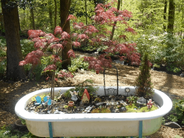 bathtub fairy garden