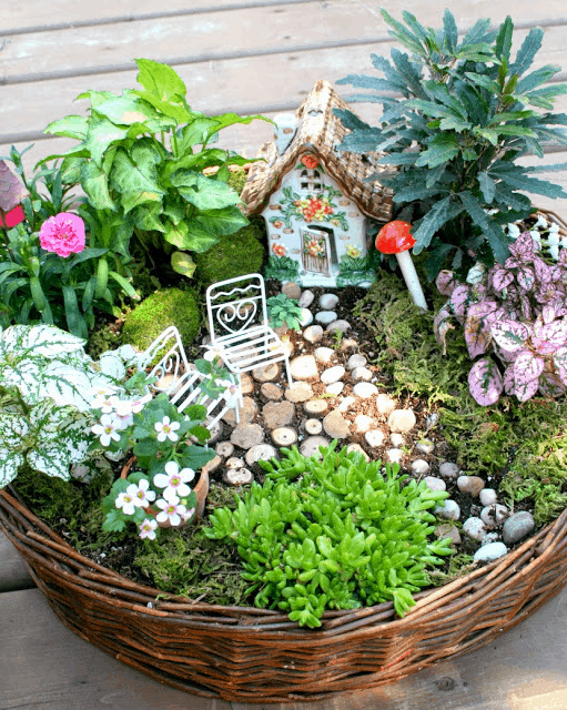 wicket basket fairy garden