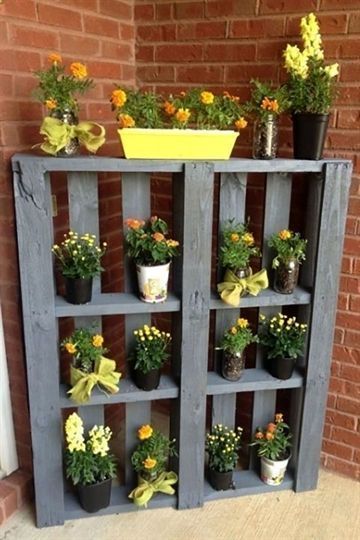 wood planter with plants