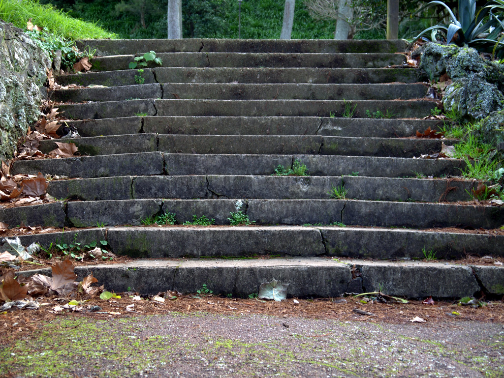 Garden sleepers-like stone steps