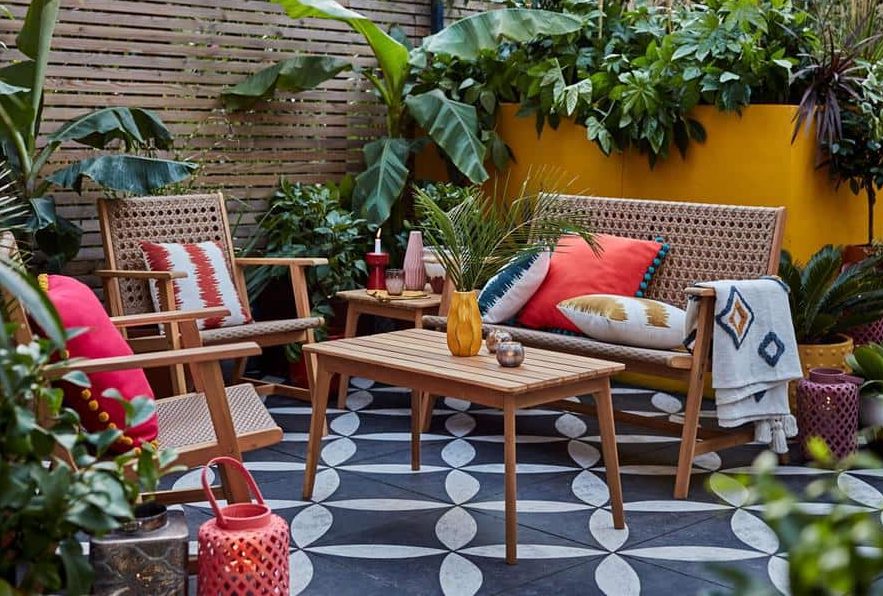 Colourful cosy outdoor spot