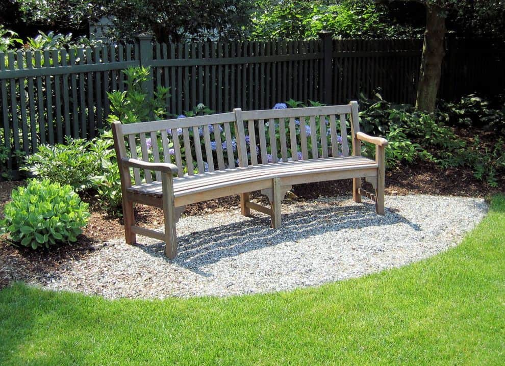 Wood benches and gravel combination