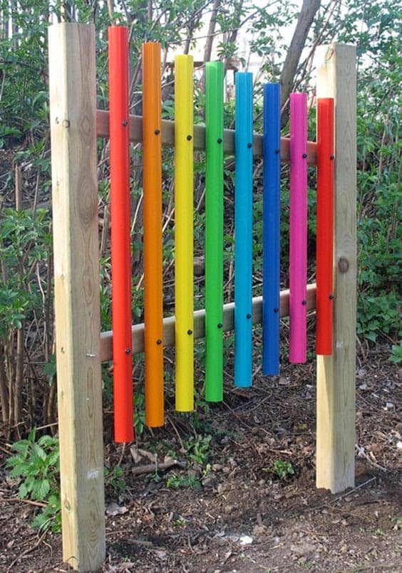 Colourful xylophone wall