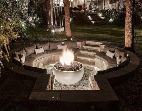 Stunning fire pit with lights