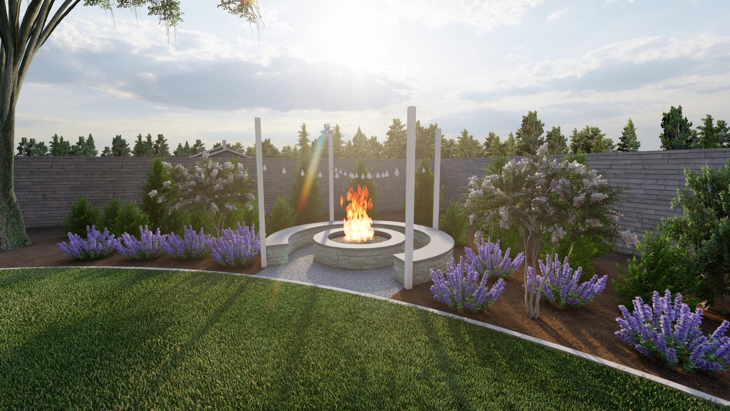 Fire pit design as a garden focal point