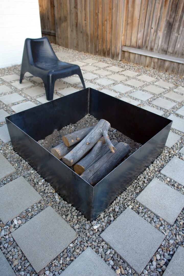 Sleek contemporary metal fire pit