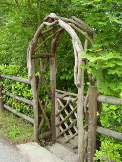 Re-arranged logs DIY garden gate