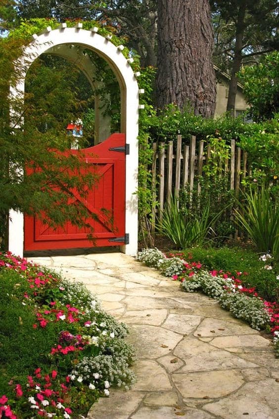 White and red garden gate