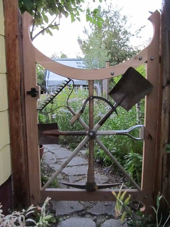 Recycled tools garden gate