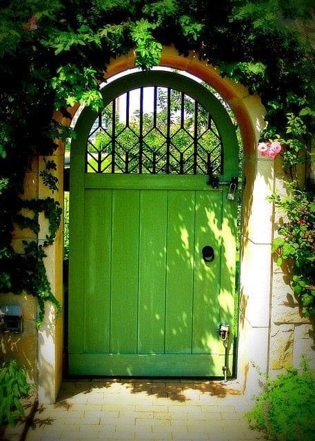 Classic green coloured yard gate