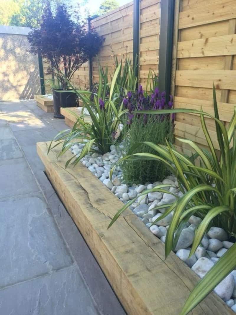 Timber fence and garden bed